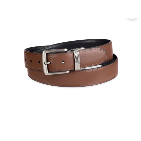 Genuine Dickies Men's 2 in 1 Reversible Black to Brown Leather Belt Size 50-52 - Picture 2 of 7